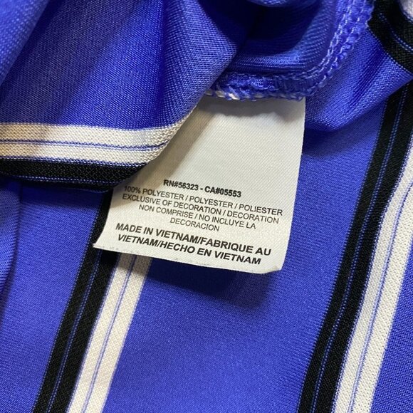 Nike Golf Mens Polo Shirt L Blue Striped Performance Poly - Picture 6 of 7